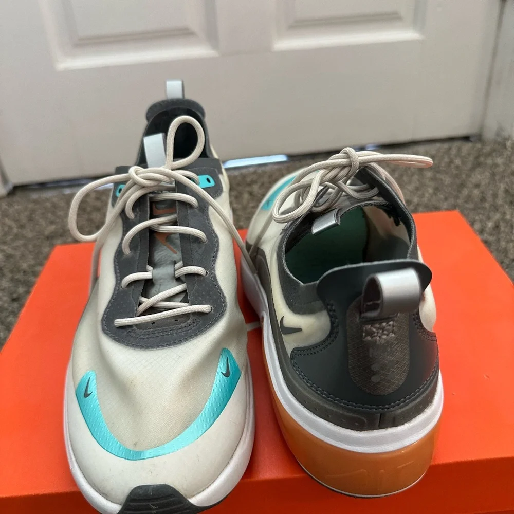 Nike Women’s White and Black Air Max Platform Sneakers with Orange Accent